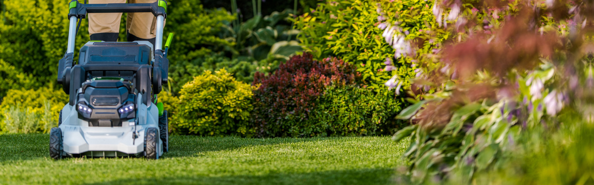 man mowing grass